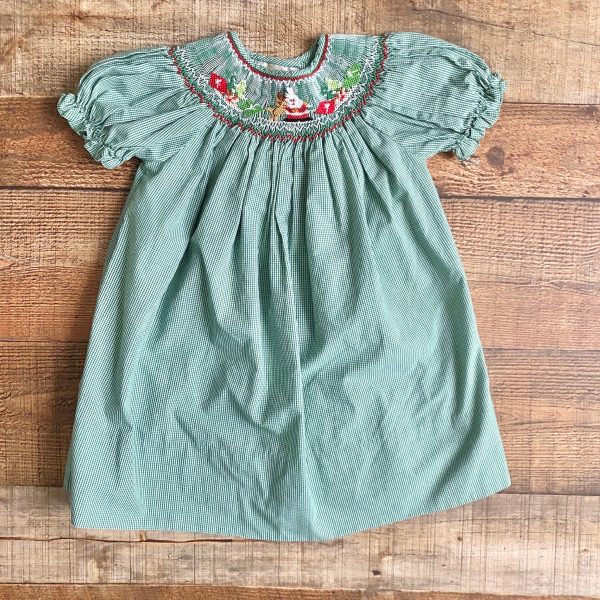 Rosalina Collections Green Smocked Christmas Dress- Size 18M Cheap