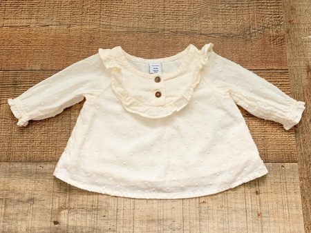 Old Navy Cream Swiss Dot Top- Size 0-3M Online now