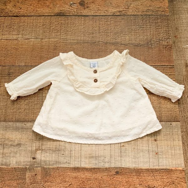 Old Navy Cream Swiss Dot Top- Size 0-3M Online now