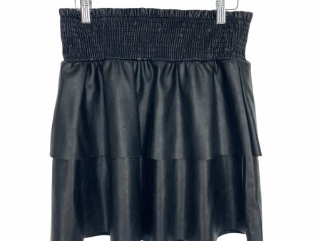 WhiteRoom & Cactus Smocked Tiered Leather Skirt NWT- Size M For Sale