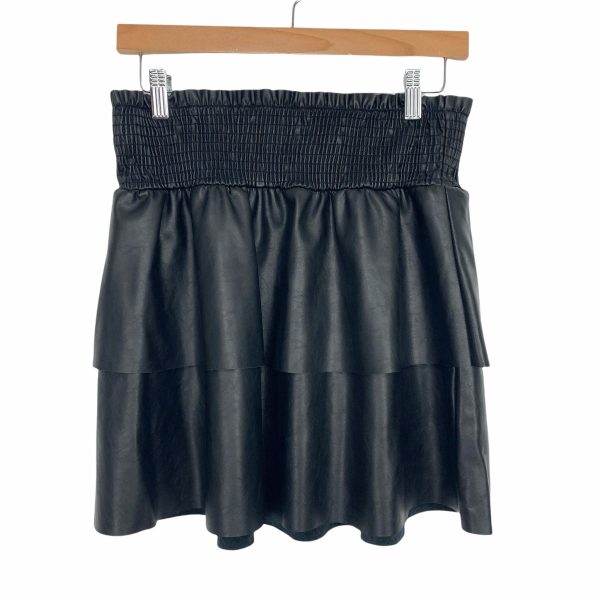 WhiteRoom & Cactus Smocked Tiered Leather Skirt NWT- Size M For Sale