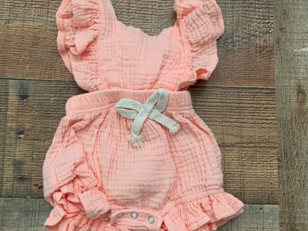 No Brand Baby Girl Pink Faux Drawstring Romper- Size ~0-3M (see notes) Online now