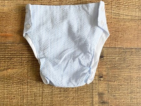 The Beaufort Bonnet Company Blue Seersucker Diaper Cover- Size 0-3M Fashion