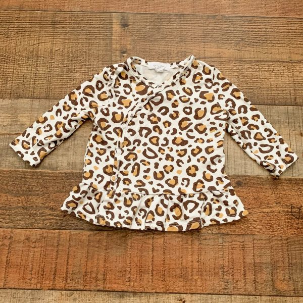 Angel Dear Animal Print Snap Long Sleeve Top- Size 0-3M on Sale