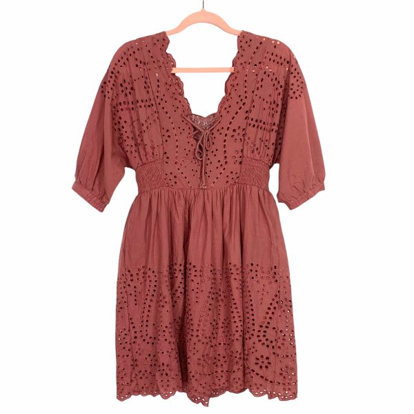 Listicle Brick Eyelet Babydoll Dress NWT- Size S Discount