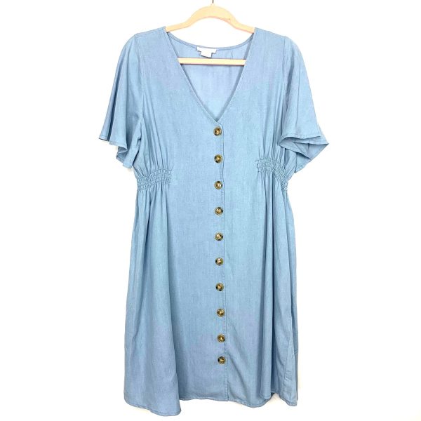 Ingrid & Isabel Light Wash Faux Button Denim Dress- Size S Supply