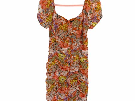 Forever 21 Orange Floral Print Fitted Ruched Mini Dress NWT- Size M Sale