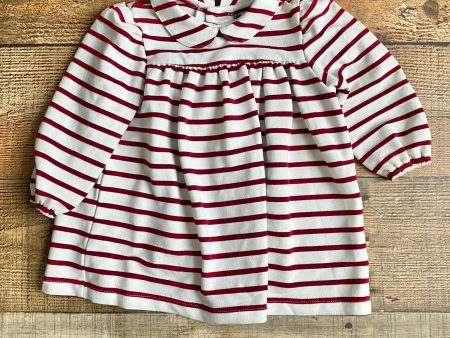 Busy Bees Red Striped Collared Long Sleeve Dress- Size 9M Hot on Sale