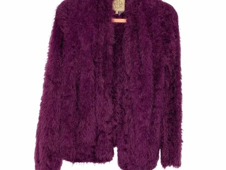 Chaser Wine Fuzzy Cardigan- Size XS Online