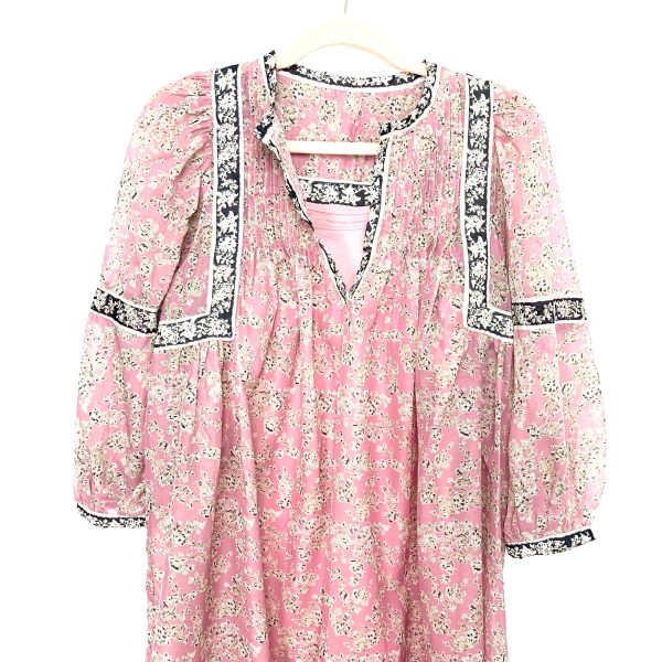 No Brand Pink Black Floral Print Sheer Overlay With Detached Pink Dress- Size 1 Online Sale