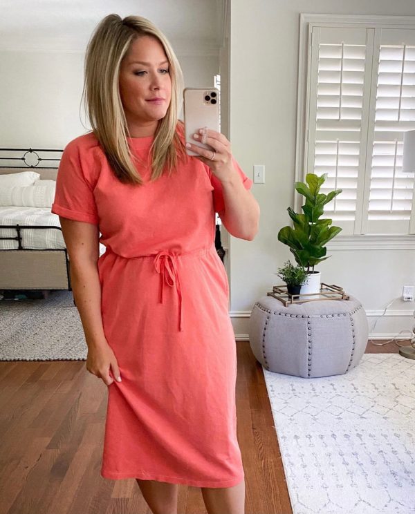 Old Navy Coral T-Shirt Midi Dress- Size M (see notes) Online