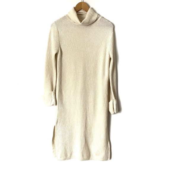 Everly Cream Turtleneck Sweater Dress with Side Slits- Size S (see notes) Online Sale