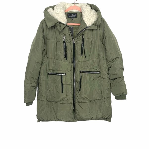 Jason Maxwell Olive Fleece Lined Hooded Jacket NWT- Size XL (sold out online) Discount