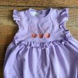 Bambino Purple Embroidered Pumpkin and Rosie Ruffle Romper- Size 9M on Sale