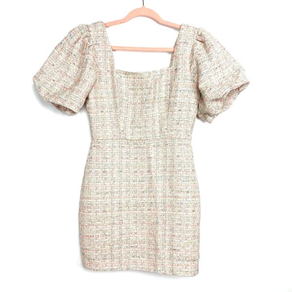 Glam Sesh Cream Tweed Puff Sleeve Dress NWT- Size S Online