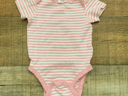 Hanna Andersson Pink and White Organic Cotton Striped Onesie- Size 0-3M Fashion