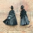 No Brand Black Straw Palm Pendant Earrings Supply