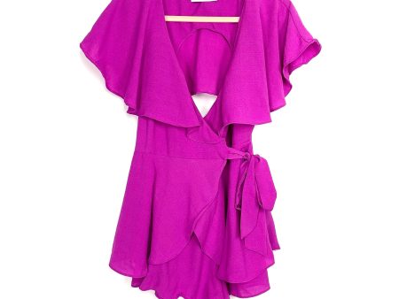 DO+BE Magenta Faux Wrap Open Back Romper- Size S Sale