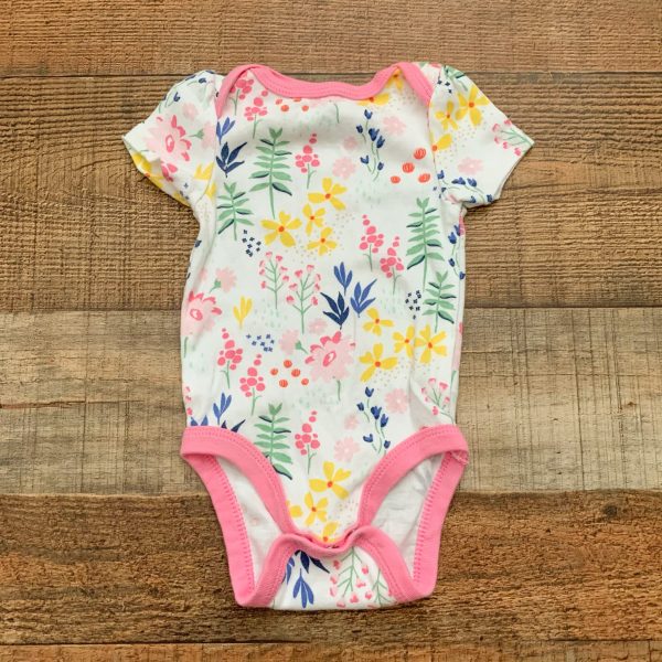 Cloud Island Floral Onesie- Size 0-3M Fashion