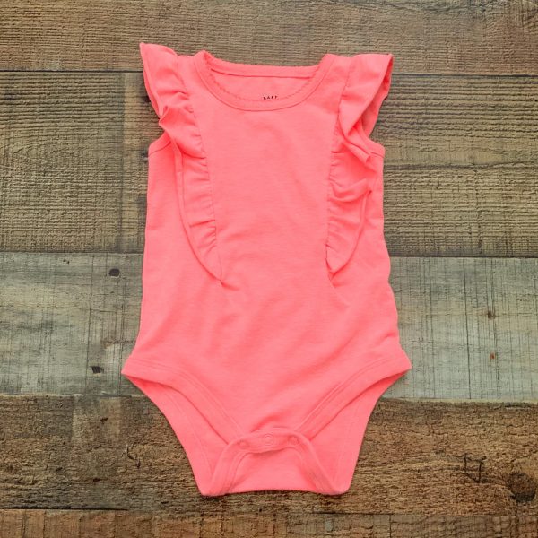 Cat & Jack Neon Pink Ruffle Sleeve Onesie- Size 0-3M on Sale