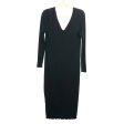 TOPSHOP Black Ribbed V-Neck Bodycon Dress- Size 12 Discount