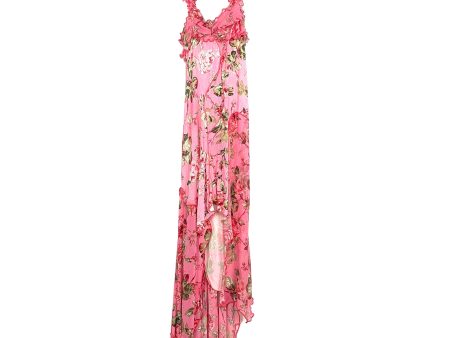 No Brand Pink Floral Hi-Low Dress- Size M For Sale