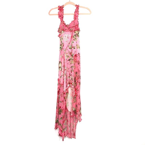 No Brand Pink Floral Hi-Low Dress- Size M For Sale