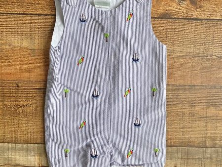 Zuccini Blue Striped Embroidered Outfit- Size 24M Online