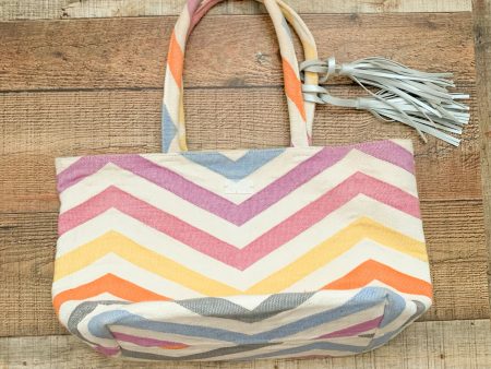 Wknd Wyfr Tan Multicolor Chevron Tote Bag With Tassels (See Notes) Online