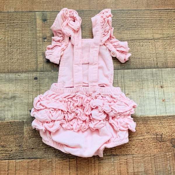 Ruffle Butts Pink Corduroy Romper- Size 0-3M For Sale