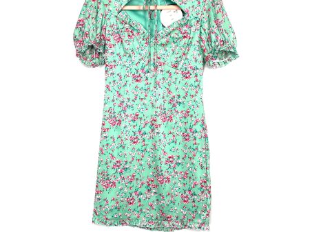 Shareen Collections Mint Green Pink Floral Cut Out Front Tie Dress NWT- Size 10 (US M) Discount