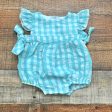 Three Sisters Blue and White Check Side Bow Romper- Size 3M Sale