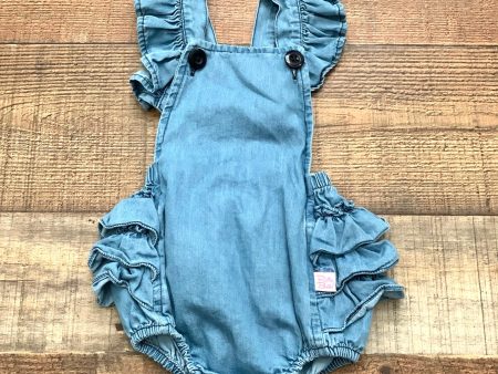 Ruffle Butts Overall Flutter Romper- Size 0-3M For Sale