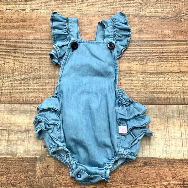 Ruffle Butts Overall Flutter Romper- Size 0-3M For Sale