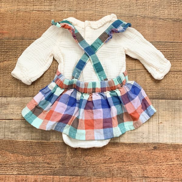 Cat & Jack Plaid Dress with Cream Onesie- Size 0-3M Cheap