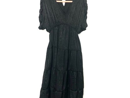 Gibson Look Black Shirred Satin Midi Dress- Size XXS Discount