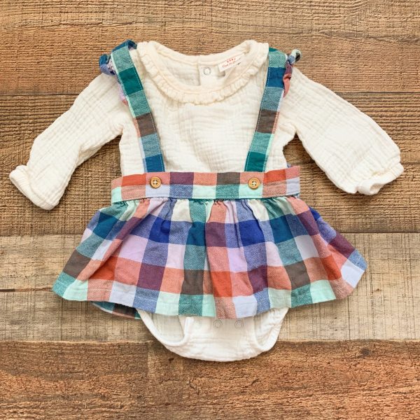 Cat & Jack Plaid Dress with Cream Onesie- Size 0-3M Cheap