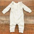 Pehr Organic Cotton Grey and White Striped Jumpsuit- Size 0-3M Sale