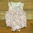 C&L Pink and Blue Floral Print Embroidered  HHM  Bubble Romper- Size 3M Online Hot Sale