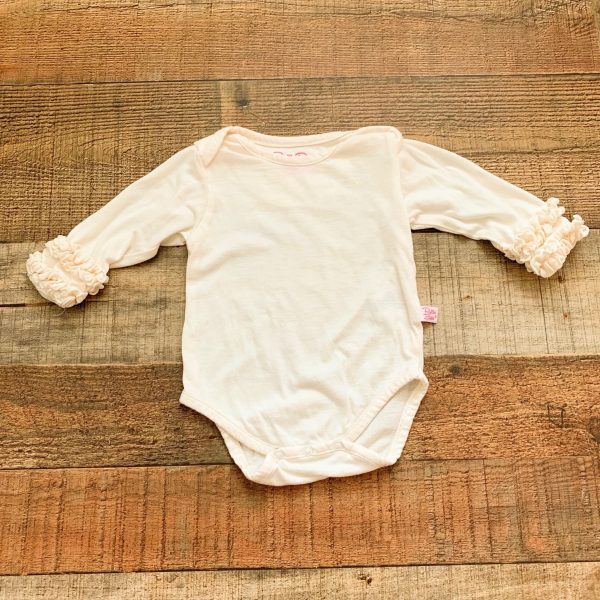 Ruffle Butts Cream Long Sleeve Onesie- Size 3-6M Cheap