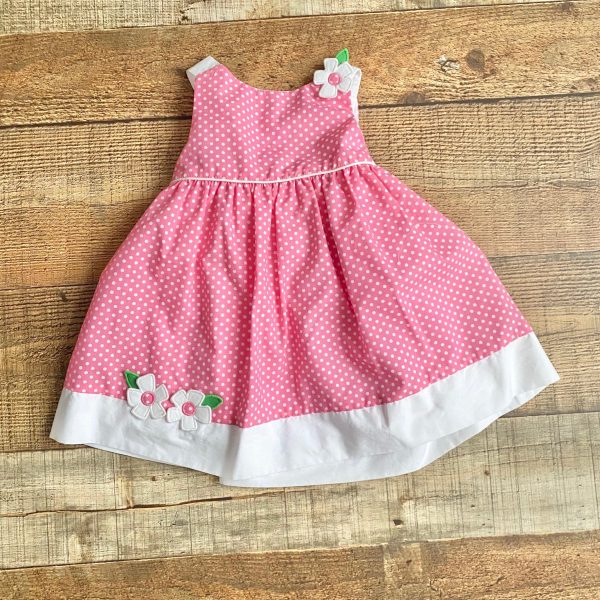 Florence Eiseman Pink Polka Dot Flower Dress- Size 12M For Discount