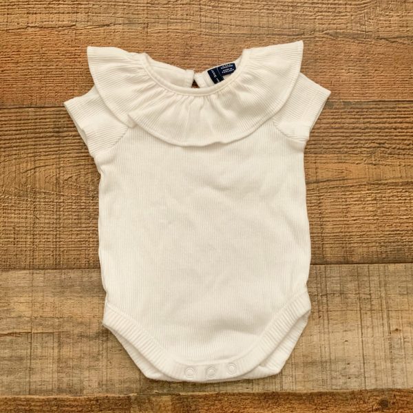 Janie and Jack White Ribbed Ruffle Onesie- Size 0-3M Online Sale