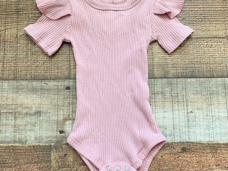 No Brand Mauve Ribbed Ruffle Tiered Sleeve Onesie- Size ~0-3M (see notes) Hot on Sale