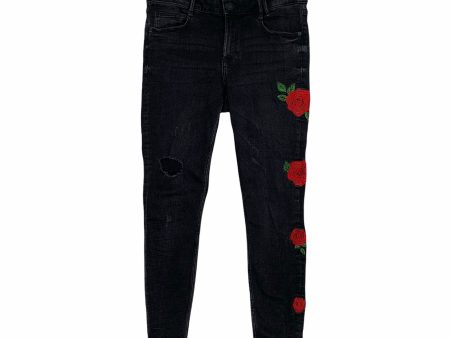 Zara Trafaluc Denimwear Black Rose Denim Jeans - Size USA 06 (Inseam 25 ) For Cheap