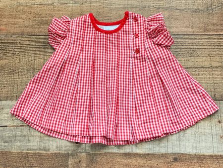 Little English Red and White Gingham Button Closure Dress- Size 3M on Sale