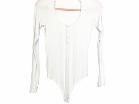 Alix NYC White Ribbed Long Sleeve Bodysuit- Size S (see notes) Online Sale