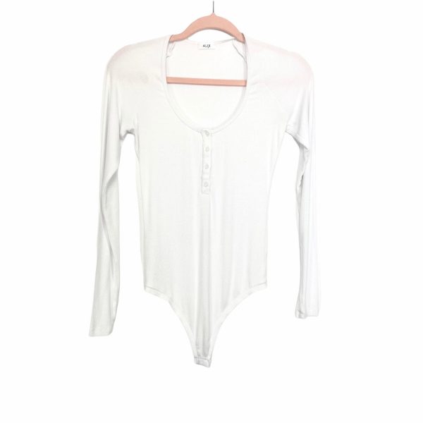 Alix NYC White Ribbed Long Sleeve Bodysuit- Size S (see notes) Online Sale