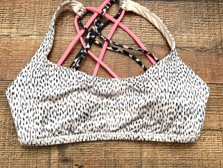 Lululemon Tan Speckled Pink Black Spotted Straps Padded Sports Bra- Size 8 Online now