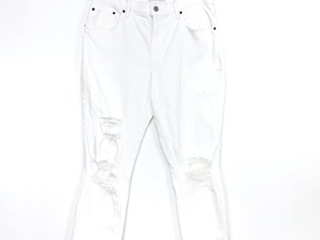 Abercrombie & Fitch White Distressed High-Rise Mom Jeans- Size 30 10R (Inseam 25.5 ) Online Hot Sale