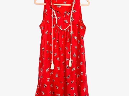 Hailey & Co Red Floral Print Sleeveless Dress- Size M on Sale